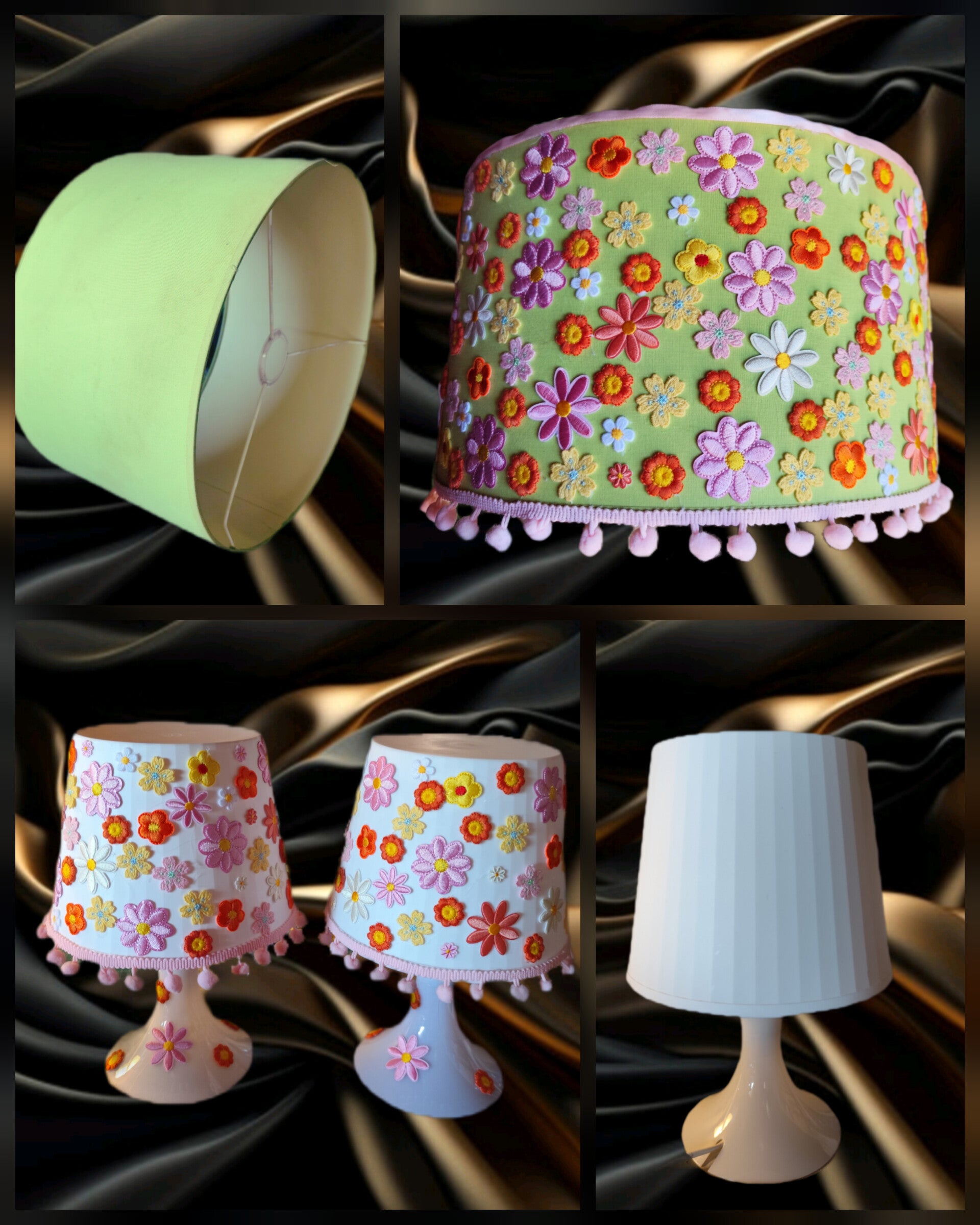 Abajur e candeeiros de mesa com acabamento artesanal