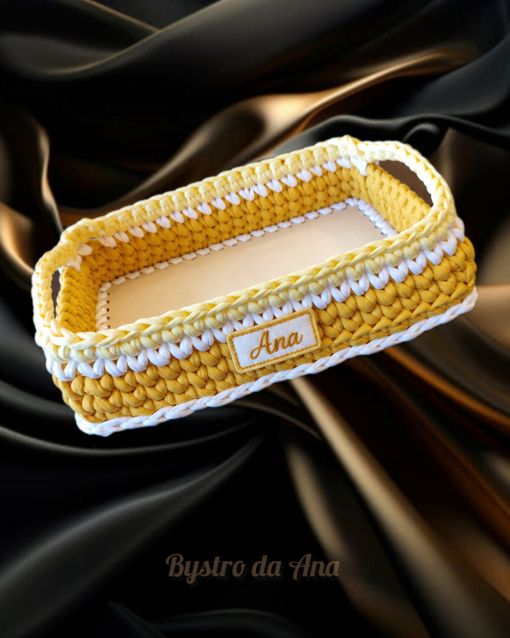 Conjunto de cestos em croché personalizáveis