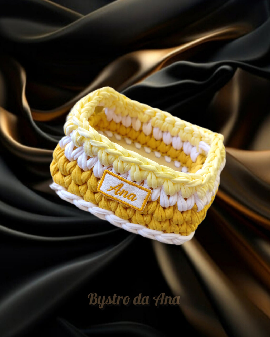 Conjunto de cestos em croché personalizáveis