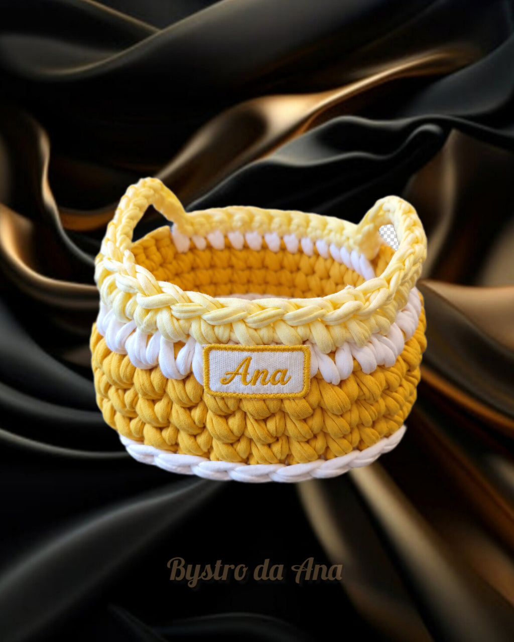Conjunto de cestos em croché personalizáveis