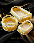 Conjunto de cestos em croché personalizáveis